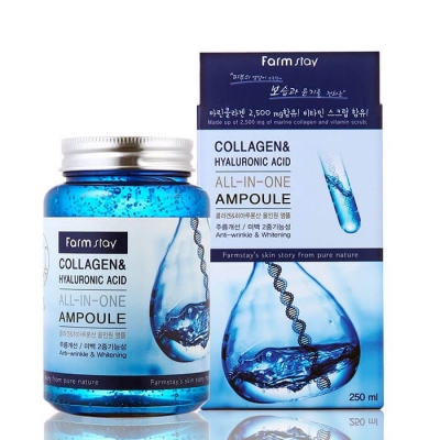 Ампульная сыворотка для лица Farm Stay Collagen & Hyaluronic Acid All-In One Ampoule